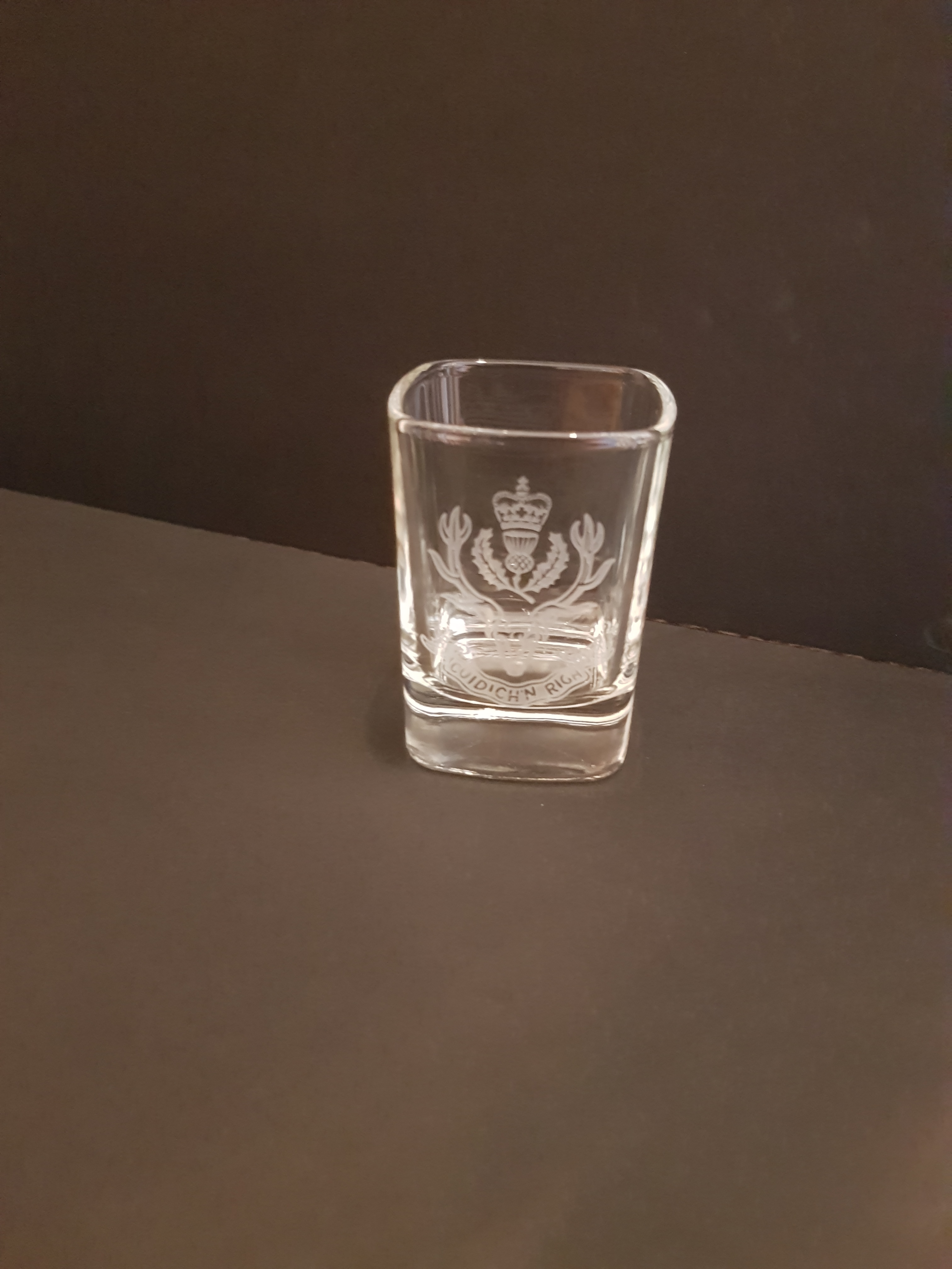 Queen's Own Highlanders Dram Glass - Square