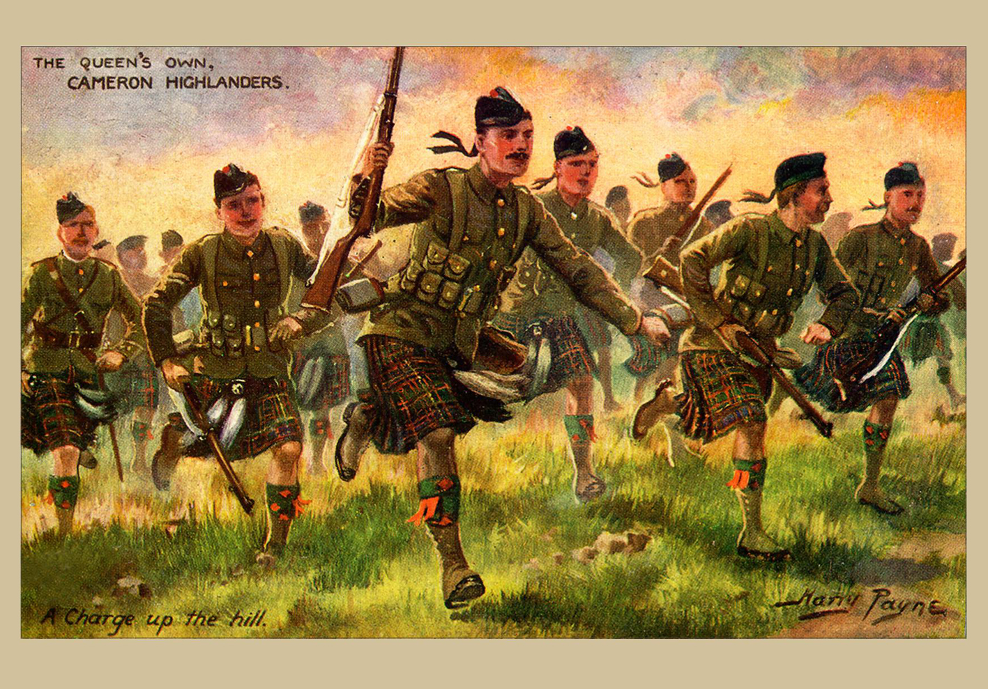 A Charge up the Hill - The Cameron Highlanders Postcard