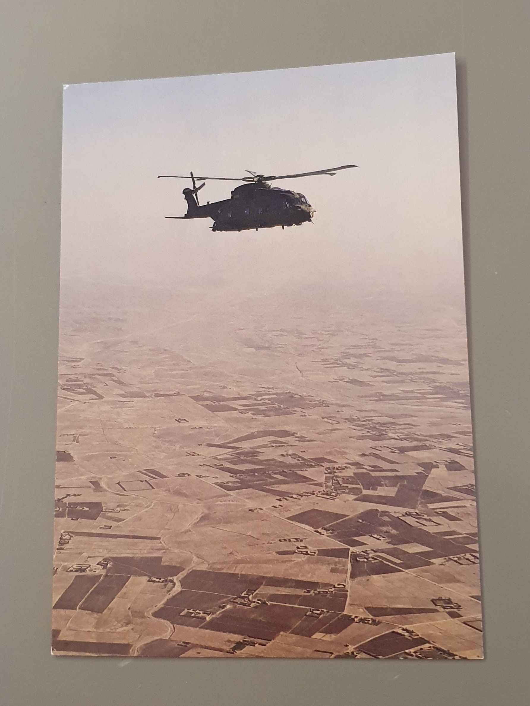 Helicopter flying over Helmand, Afghanistan postcard