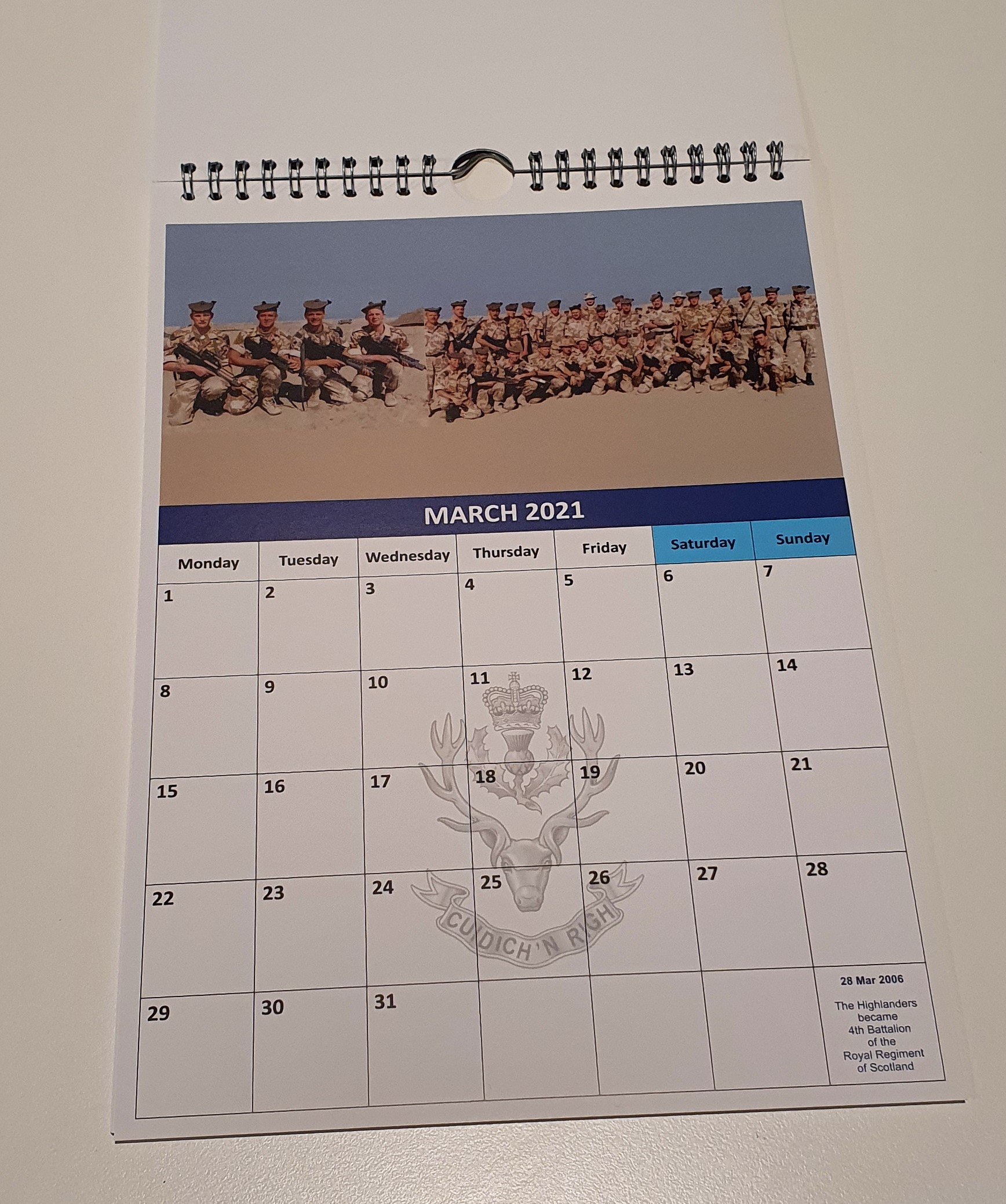 Queen's Own Highlanders Caithness Branch Calendar 2021