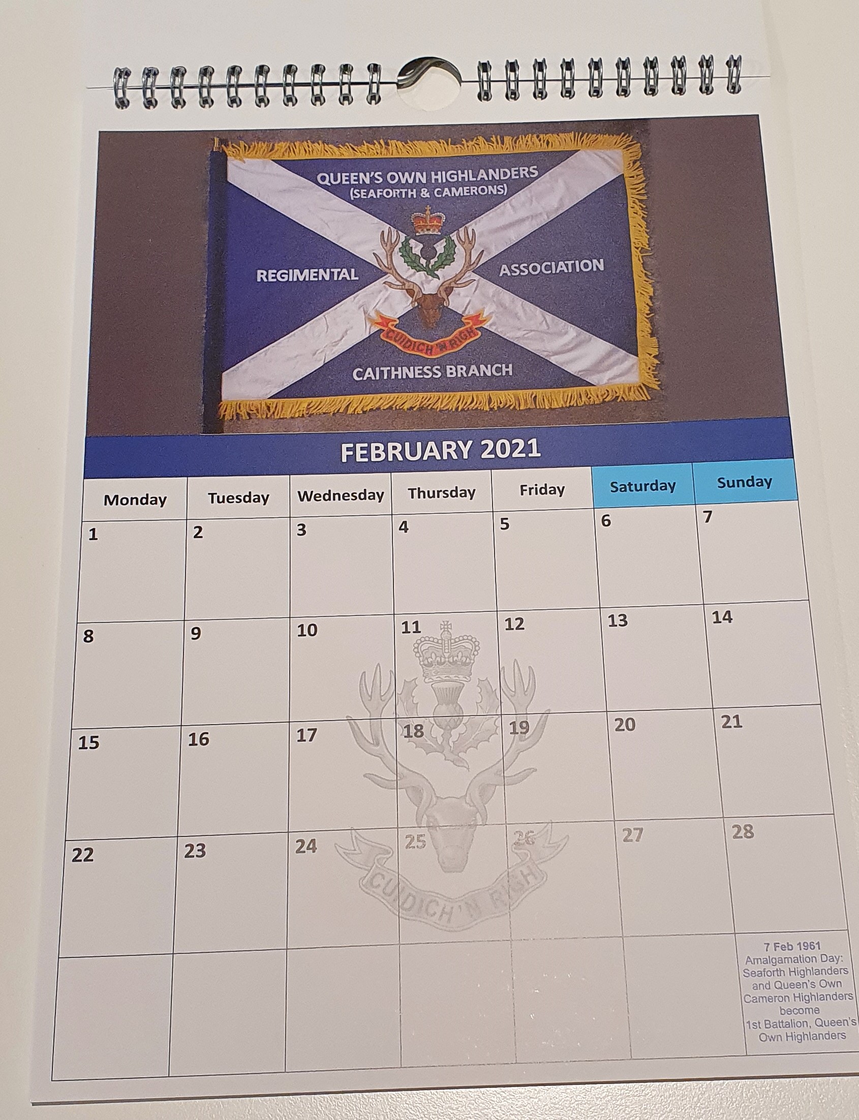 Queen's Own Highlanders Caithness Branch Calendar 2021