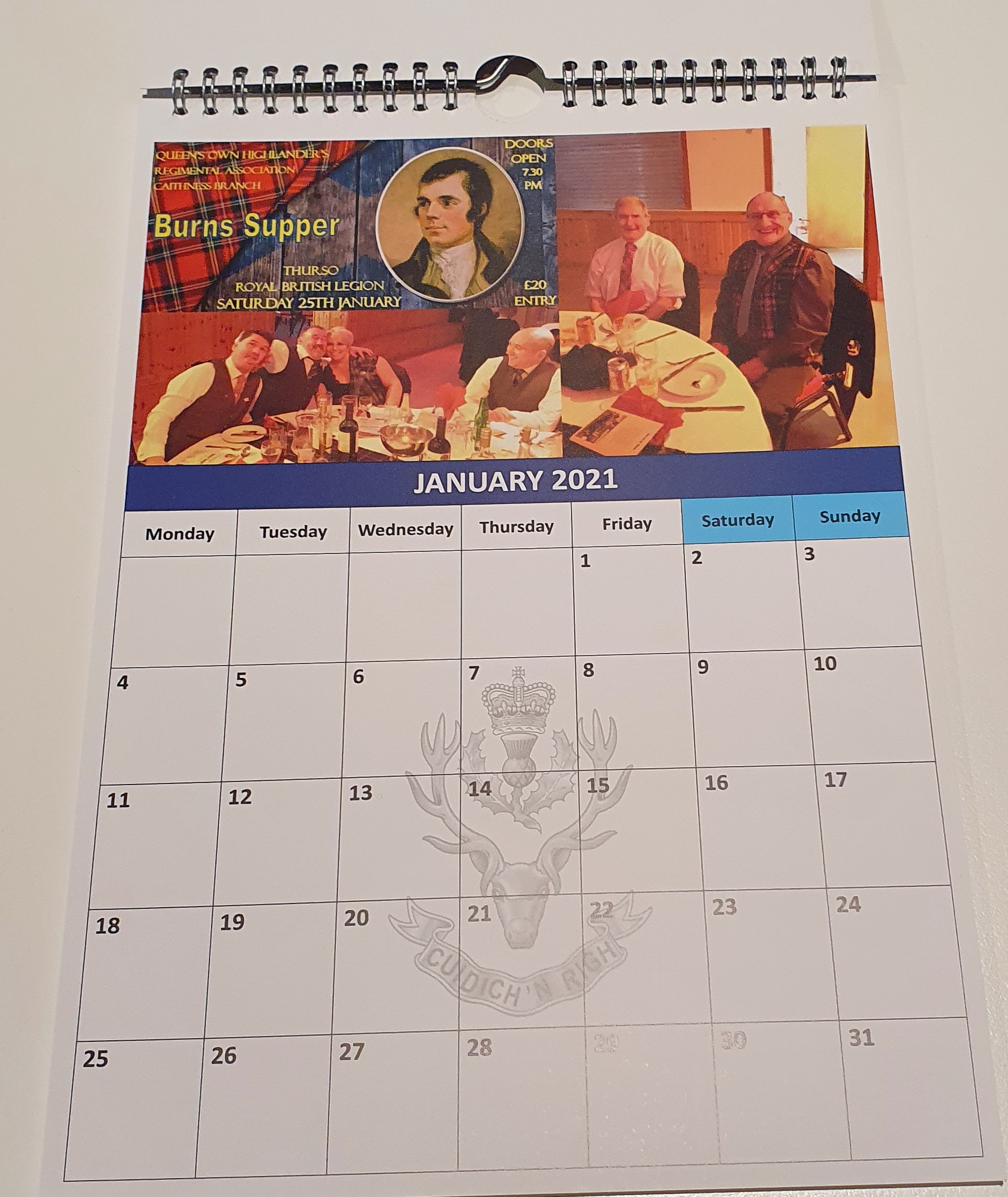 Queen's Own Highlanders Caithness Branch Calendar 2021