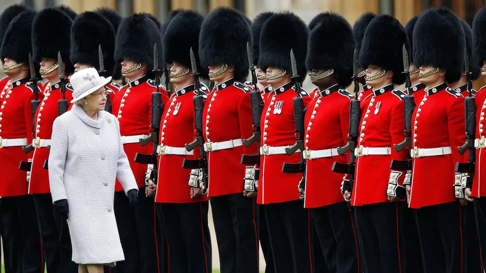 Queen Elizabeth II with the Coldstream Guards