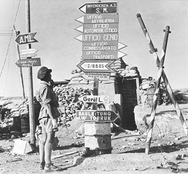German-Italian signpost at Tobruk - Courtesy of Wikipedia Commons