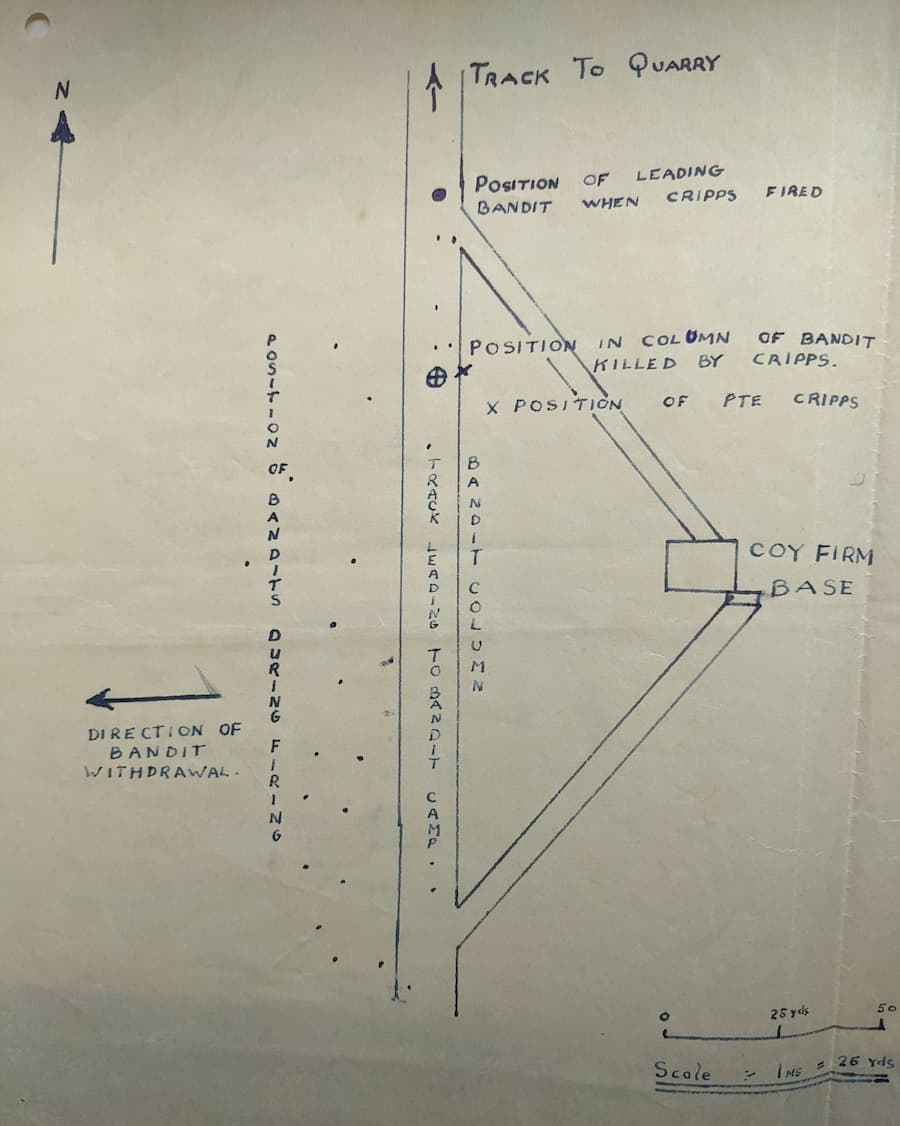 Sketch map of the action on 12 November 1949