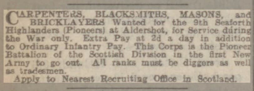 Dundee Peoples Journal Classified Ads January 1915
