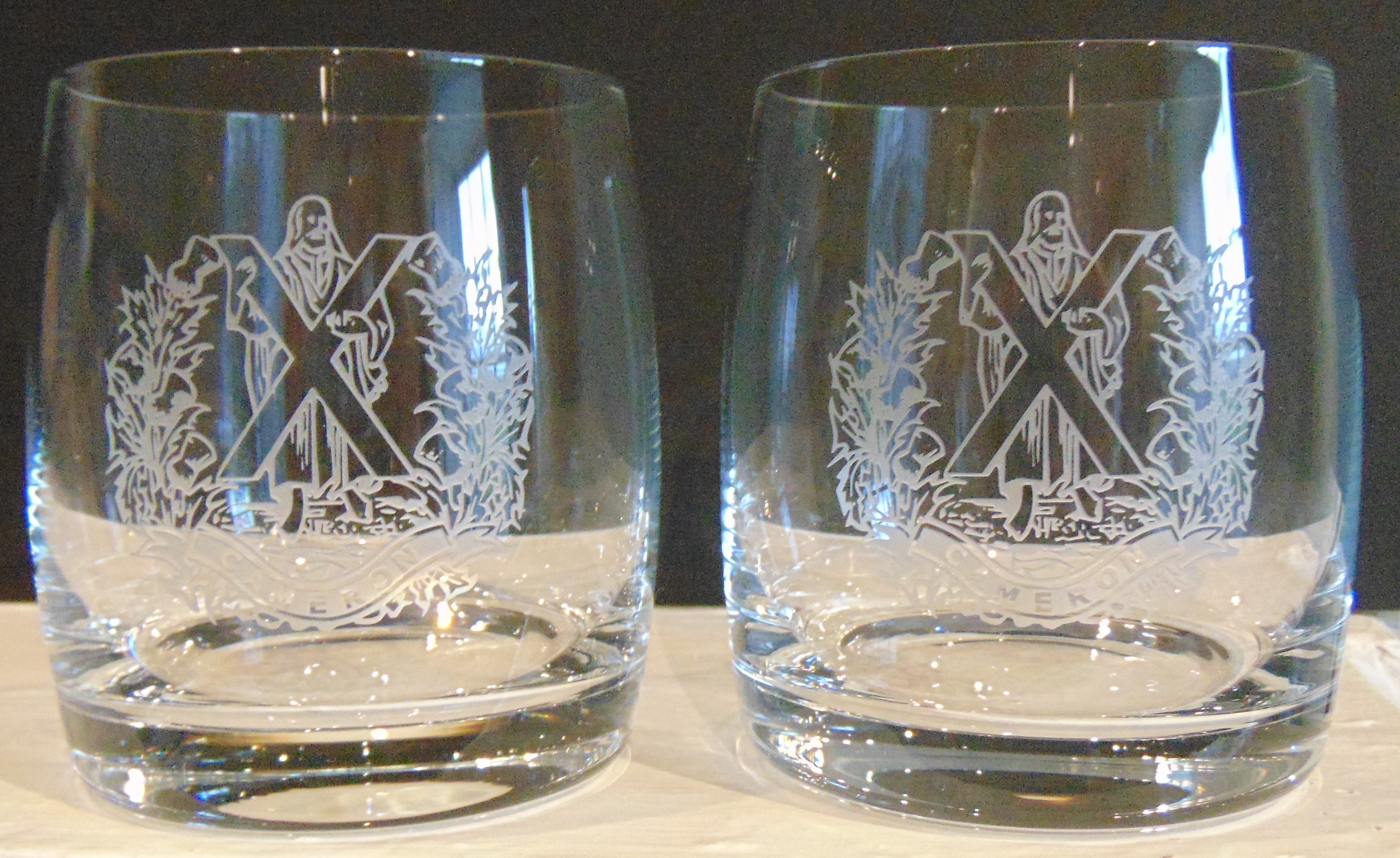 Whisky Glasses Pair - The Queens Own Cameron Highlanders