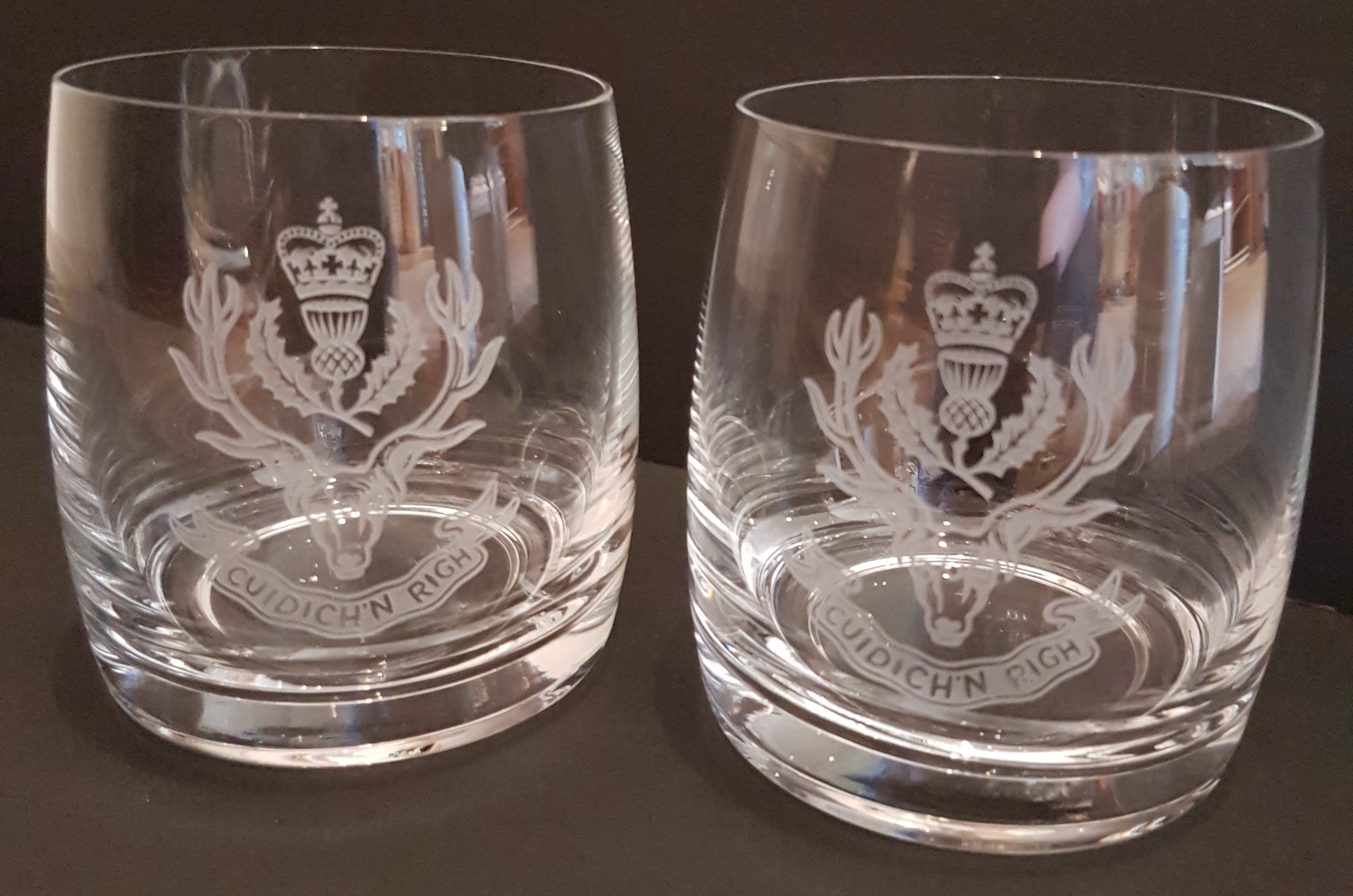 Queen's Own Highlander Whisky Glasses x 2